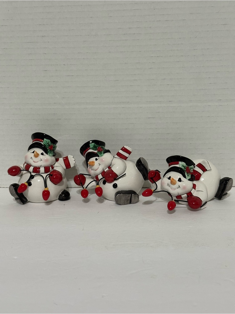 Fitz and Floyd Holly Jolly Snowman Tumblers Set of 3 #3